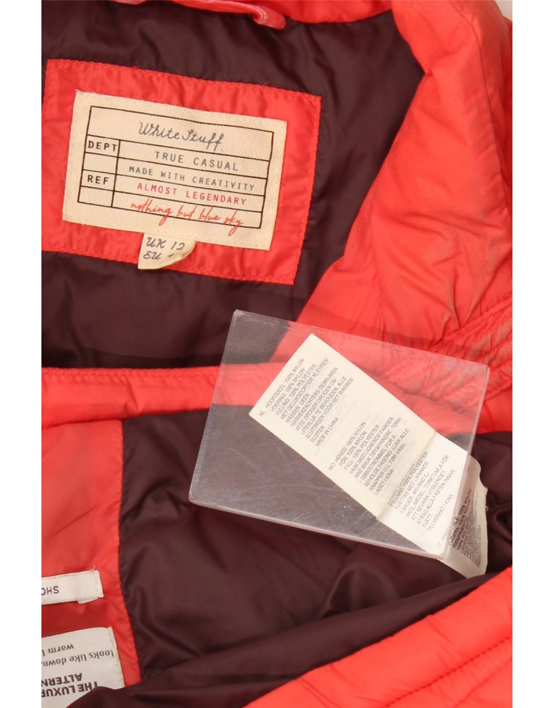 Женская стеганая куртка WHITE STUFF UK 12, средний красный нейлон