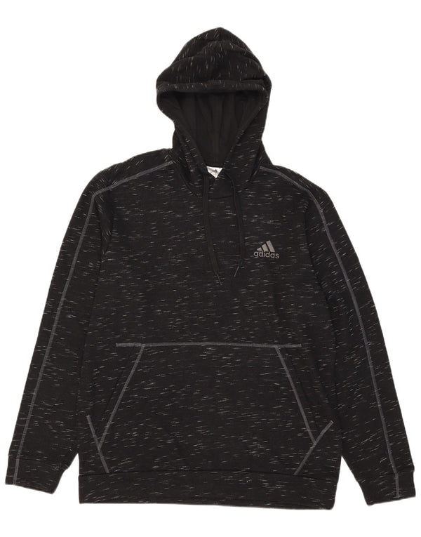 Мужской джемпер с капюшоном Adidas большой черный в крапинку из хлопка