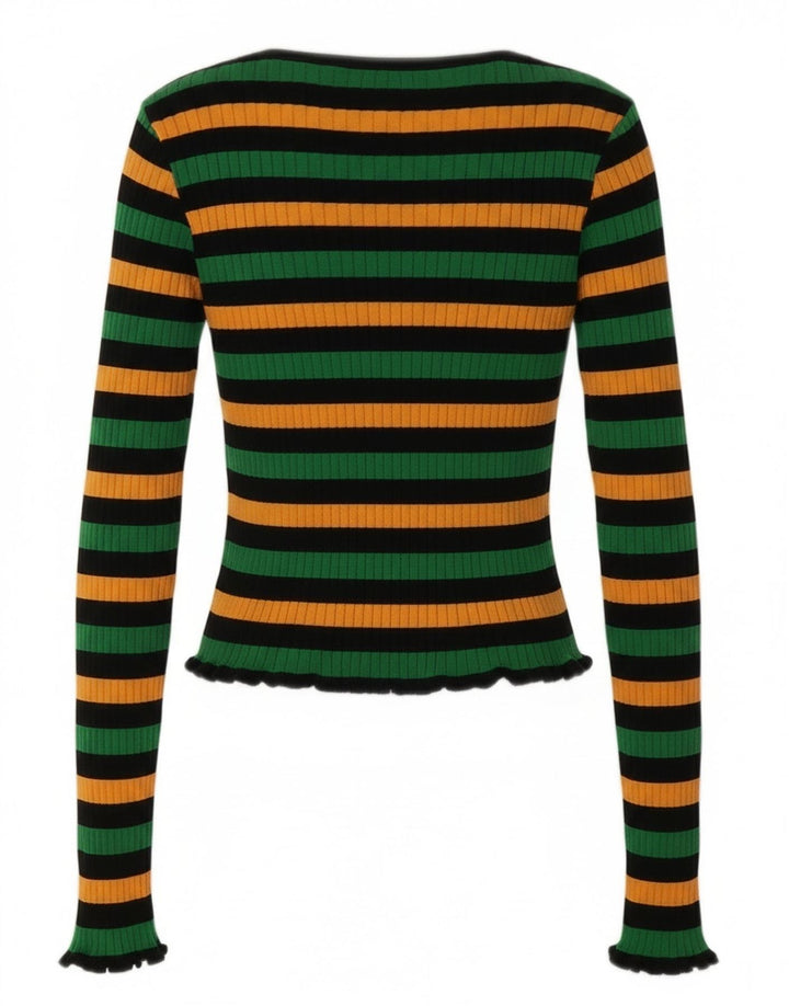 Женский укороченный топ Zara UK 12, средний, разноцветный в полоску