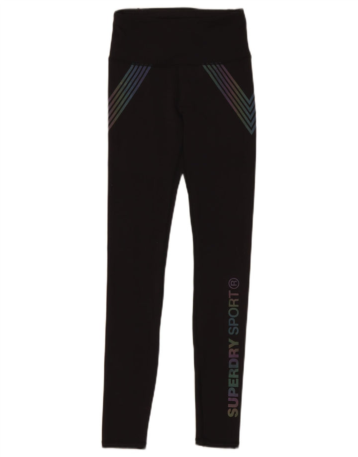 Женские леггинсы с рисунком SUPERDRY UK 6, маленькие черные из полиэстера