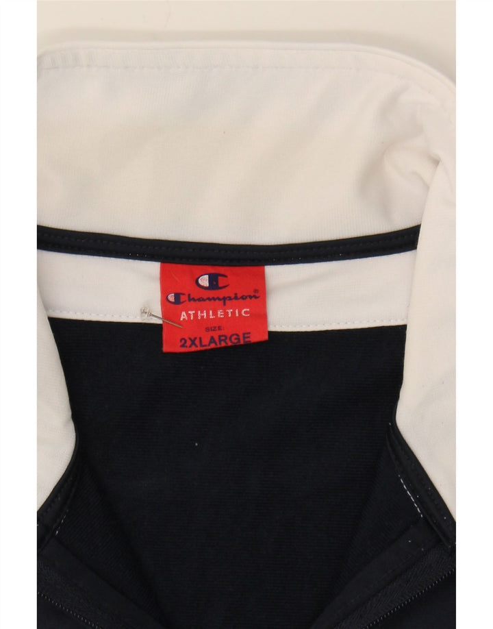 CHAMPION Mens Tracksuit Top Jacket 2XL Navy Blue Colourblock Polyester Vintage Champion and Second-Hand Champion from Messina Hembry 
