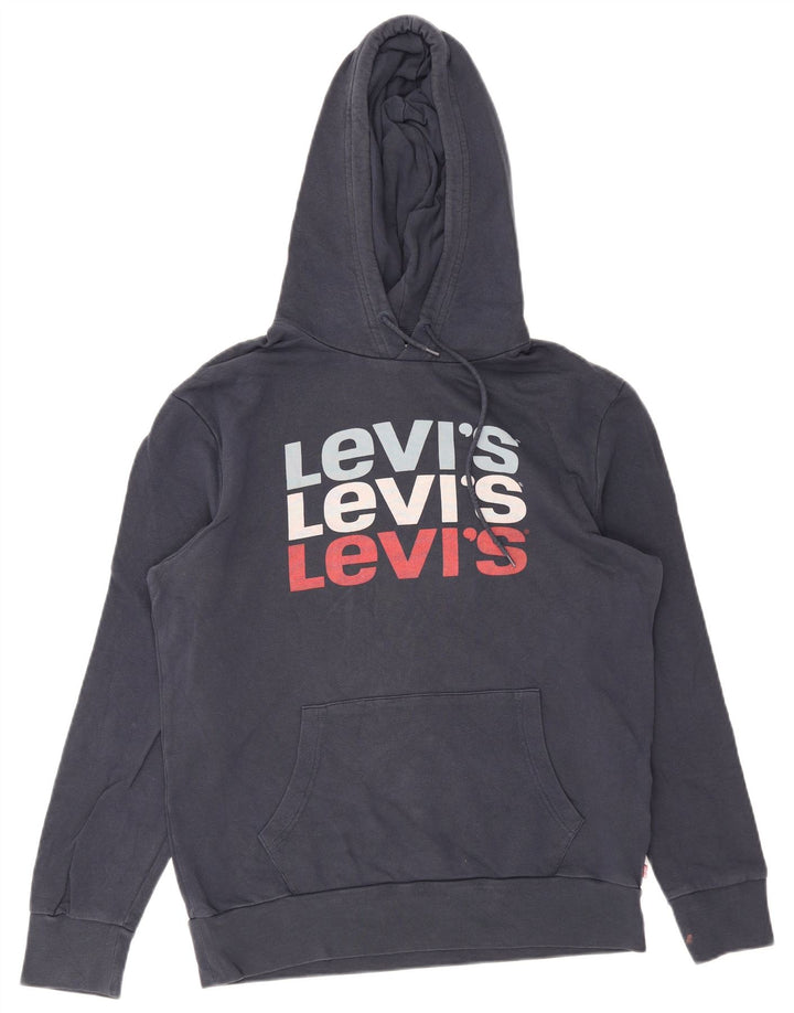Мужской джемпер с капюшоном с рисунком Levi's, средний темно-синий, хлопковый