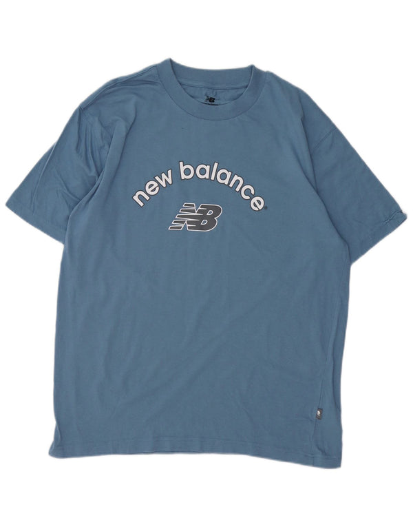 Мужская футболка с рисунком NEW BALANCE, хлопковый топ среднего синего цвета