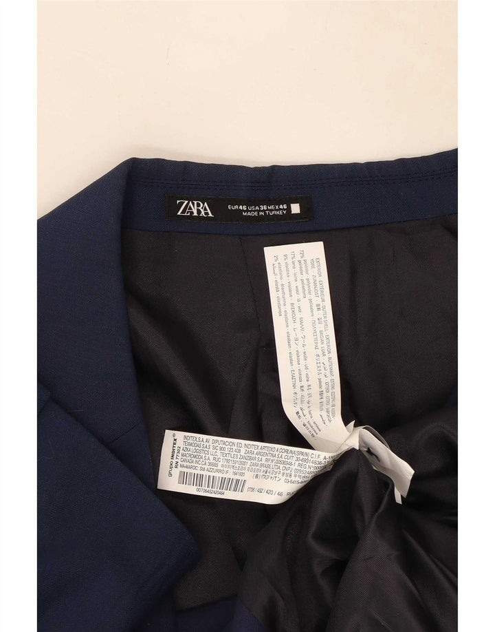 Мужской пиджак Zara на 2 пуговицах EU 46, маленький темно-синий, полиэстер