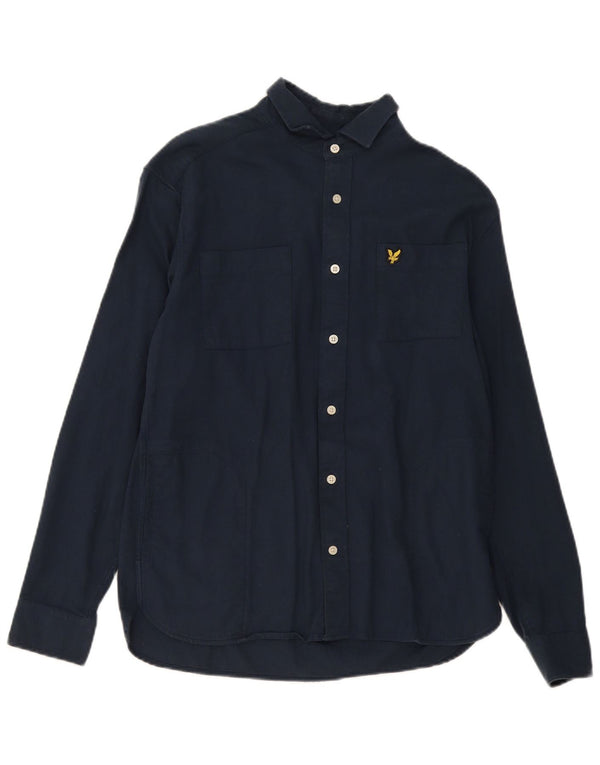 Мужская рубашка Lyle & Scott, маленькая, темно-синяя, хлопковая