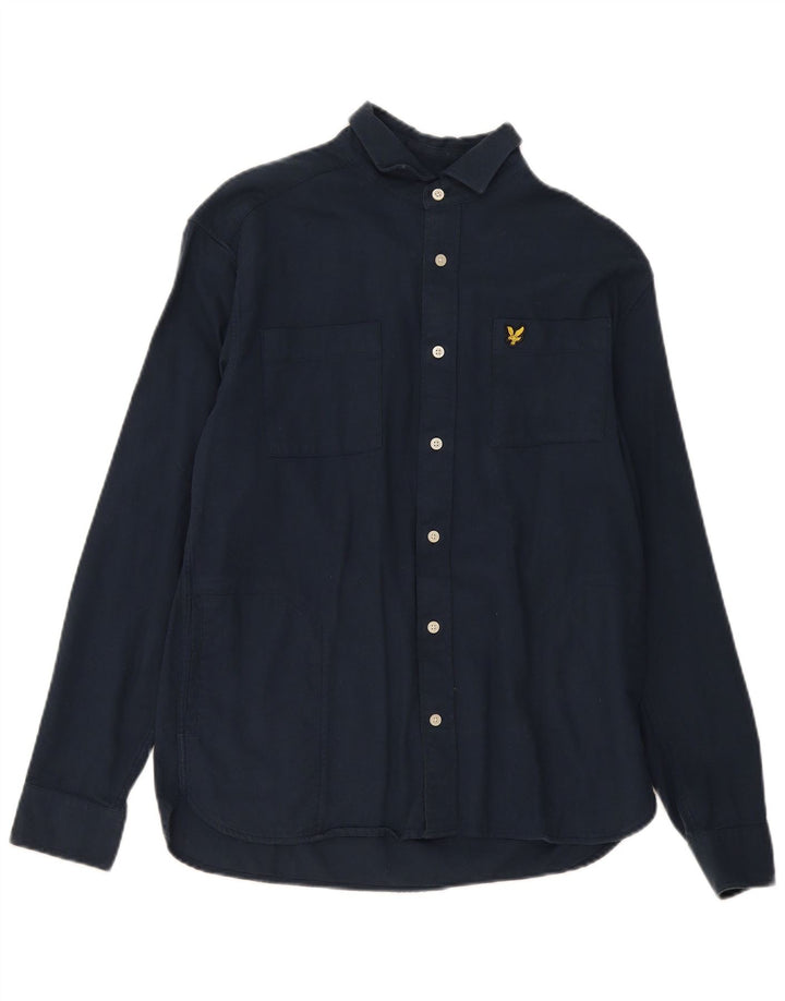 Мужская рубашка Lyle & Scott, маленькая, темно-синяя, хлопковая