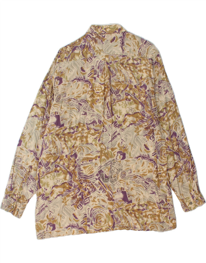 FAIRBANKS Mens Abstract Pattern Shirt Large Beige Colourblock Vintage Fairbanks and Second-Hand Fairbanks from Messina Hembry 