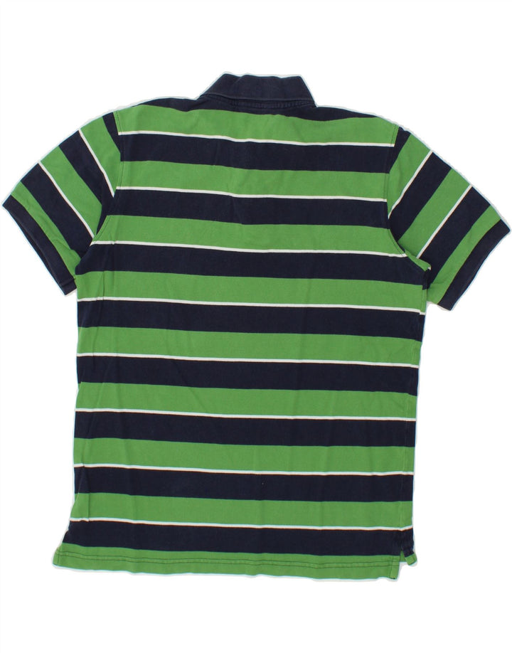 IZOD Mens Polo Shirt Medium Green Striped Cotton Vintage Izod and Second-Hand Izod from Messina Hembry 