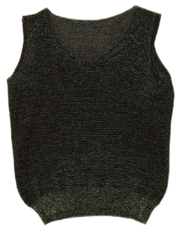 Винтажная женская майка-майка UK 4 XS в зеленую полоску