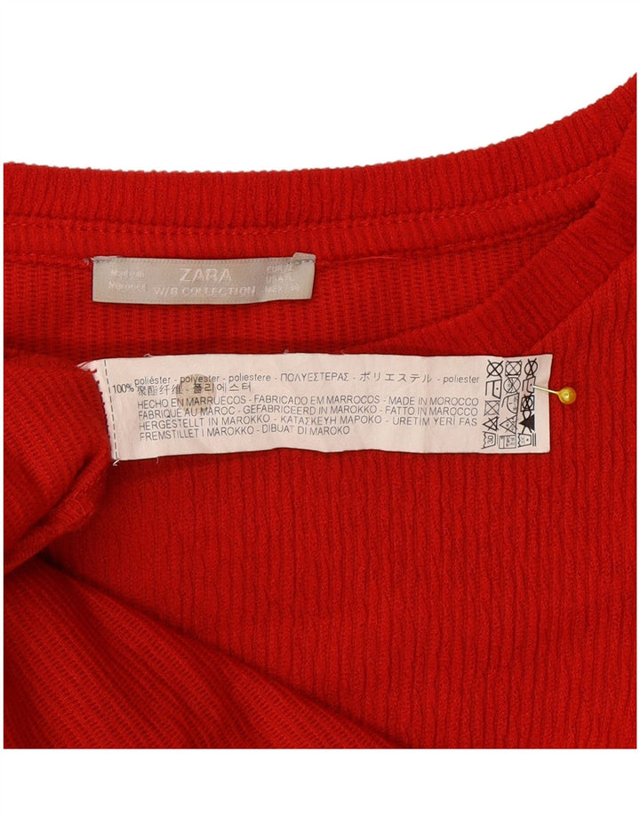 Женское платье-палатка оверсайз с длинными рукавами Zara UK 16, большой красный полиэстер