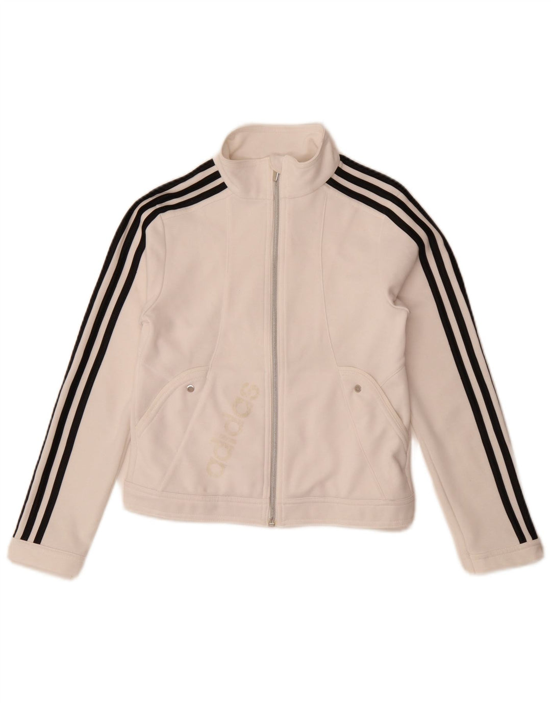 Спортивный костюм Adidas для девочек с графическим рисунком, верхняя куртка 11-12 лет, белый полиэстер