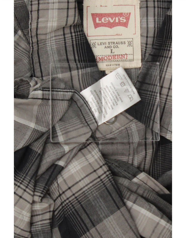 LEVI'S Mens Shirt Large Grey Check Cotton Vintage Levi's and Second-Hand Levi's from Messina Hembry 