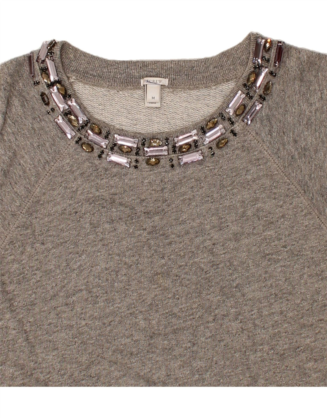 J. CREW Womens Short Sleeve Sweatshirt Jumper UK 14 Medium Grey Cotton Vintage J. Crew and Second-Hand J. Crew from Messina Hembry 