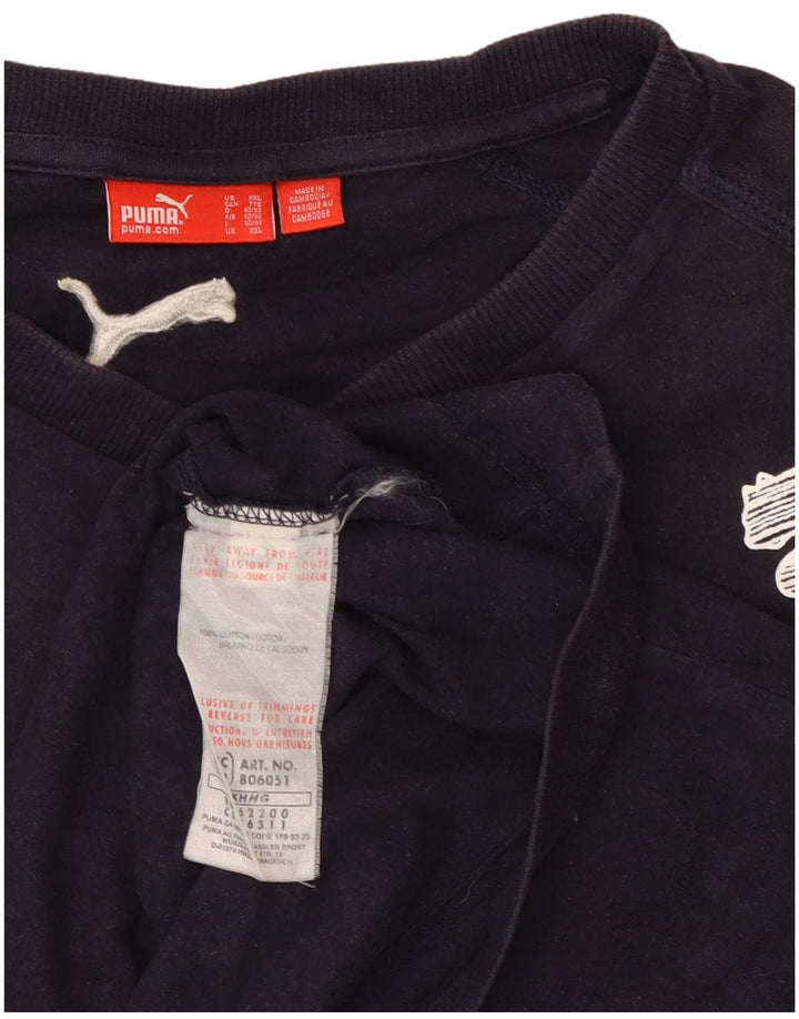 Мужской топ с рисунком Puma с длинным рукавом 2XL, темно-синий, хлопок