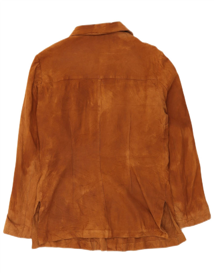 Винтажная женская замшевая куртка UK 12, классическая кожа коричневого цвета среднего размера