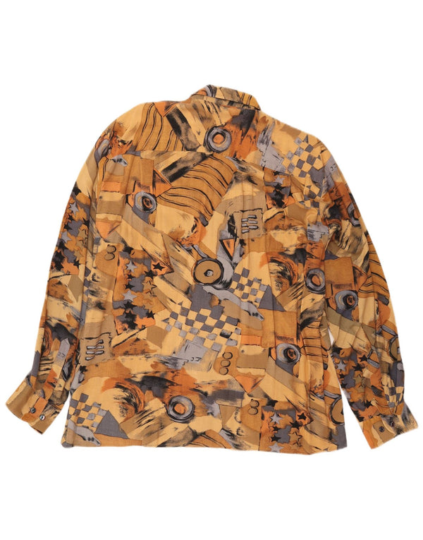 Мужская рубашка VINTAGE с абстрактным узором, размер 41/42, большая, коричневая, вискоза