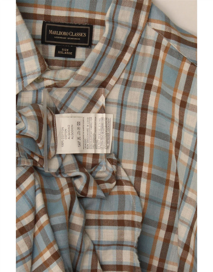 Мужская фланелевая рубашка Marlboro Classics 2XL, синяя клетка, хлопок