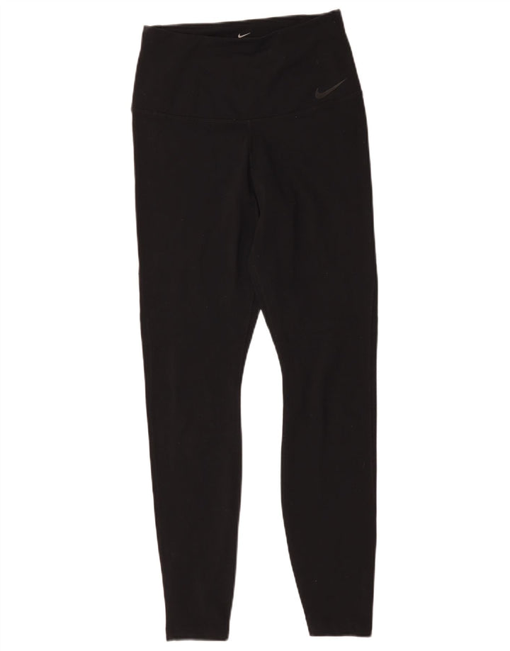 Женские леггинсы Nike Dri Fit UK 12, средний черный нейлон