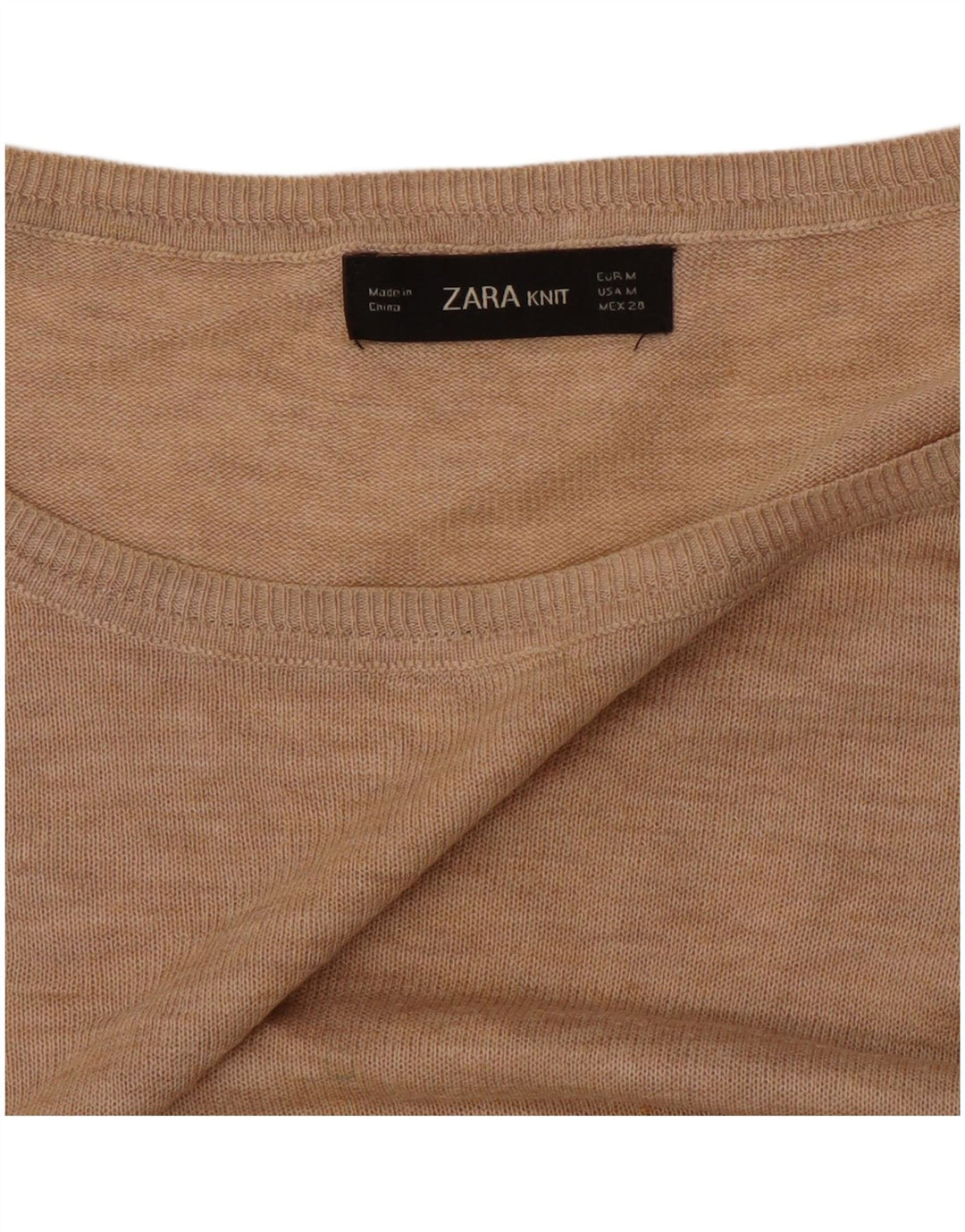 Женский свободный джемпер с вырезом «лодочка» Zara UK 14, средний бежевый