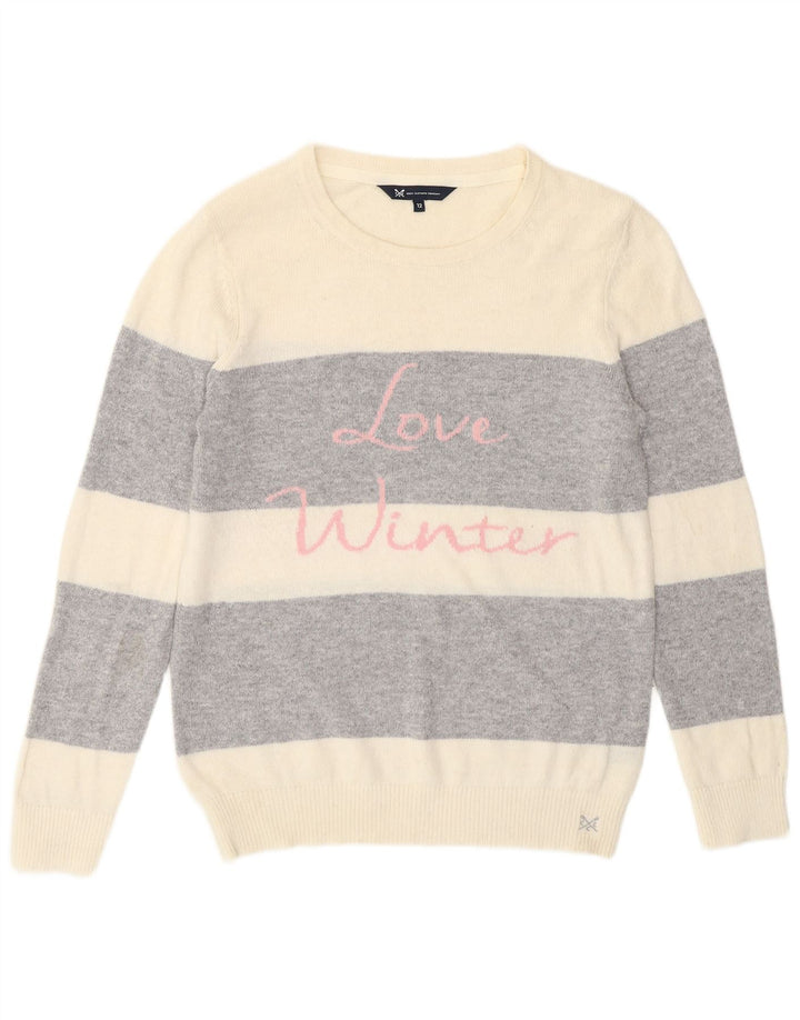 Женский джемпер с круглым вырезом Crew Clothing, Великобритания 12, средний, белый цвет