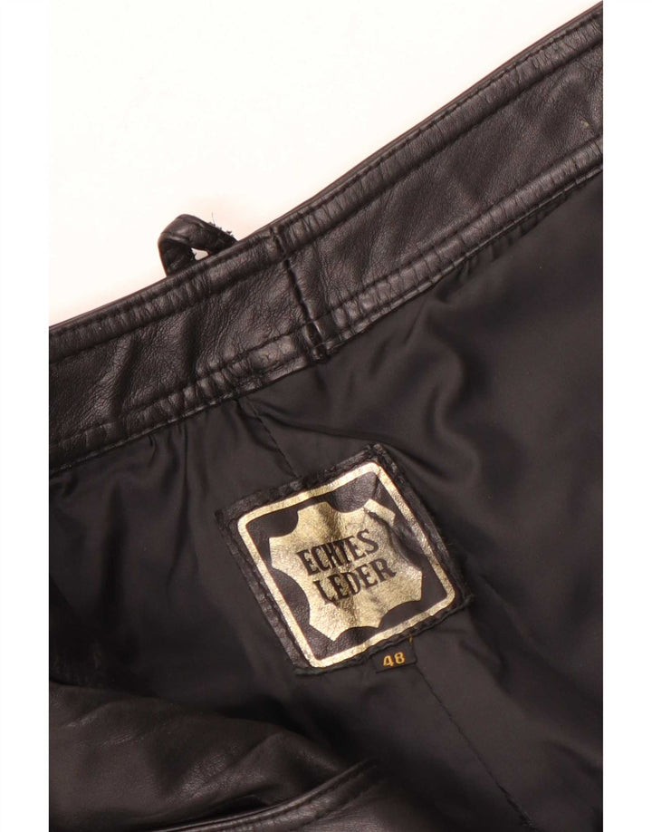 Винтажные женские кожаные брюки Bootcut W28 L30, черные кожаные