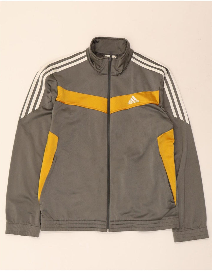 Мужской спортивный костюм Adidas, верхняя куртка, маленький серый полиэстер с цветными блоками