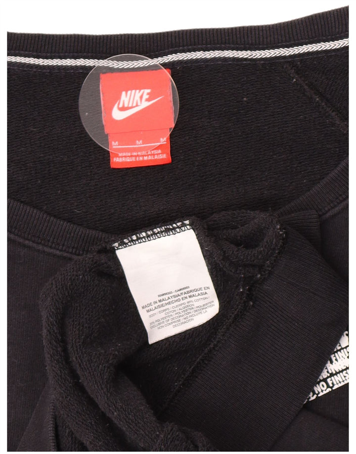 Женский джемпер большого размера с рисунком Nike UK 14, средний черный хлопковый джемпер
