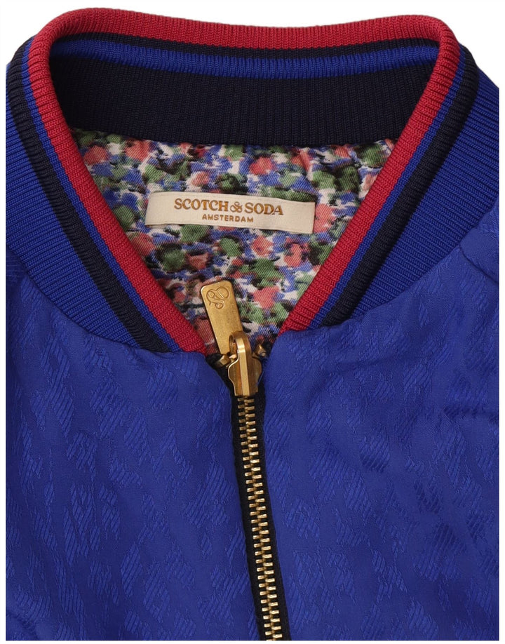Женская двусторонняя куртка Scotch & Soda UK 14, средний синий с цветочным принтом