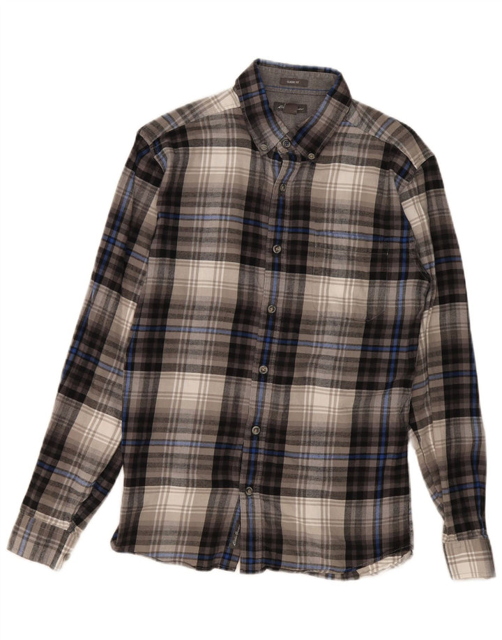 Мужская фланелевая рубашка классического кроя Eddie Bauer, маленькая серая клетка, хлопок