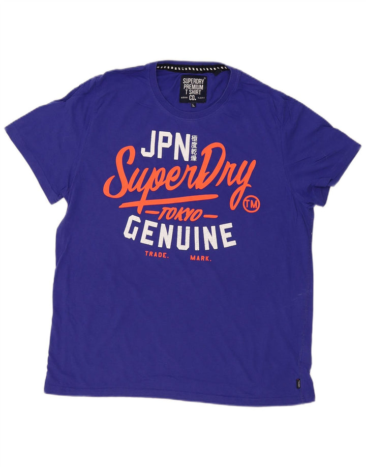 Мужская футболка с рисунком Superdry, 2XL, синяя, хлопок