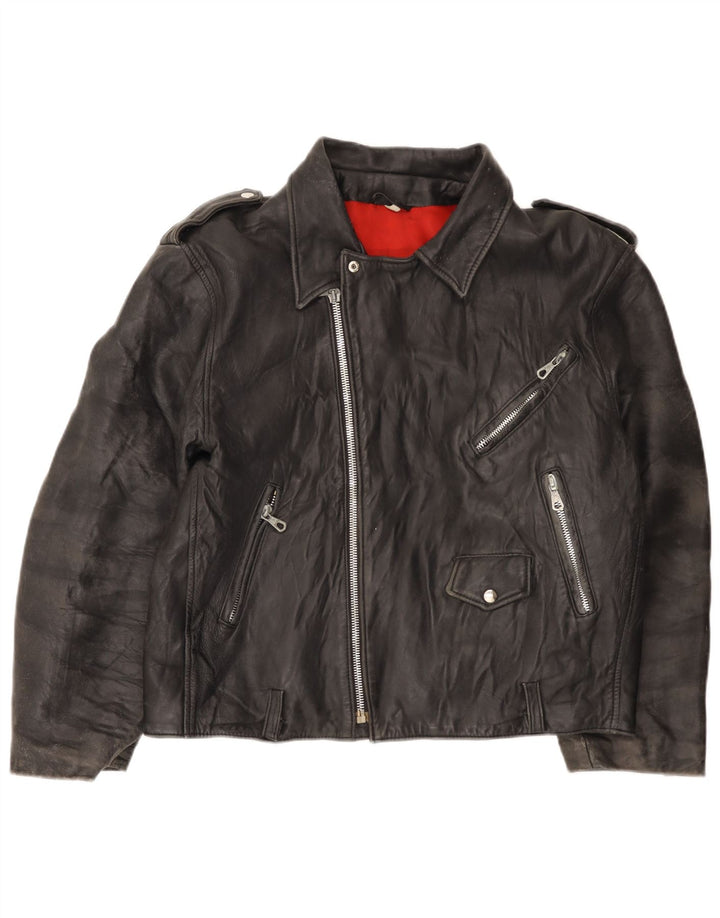 Винтажная мужская кожаная косуха IT 52 XL Синяя кожаная