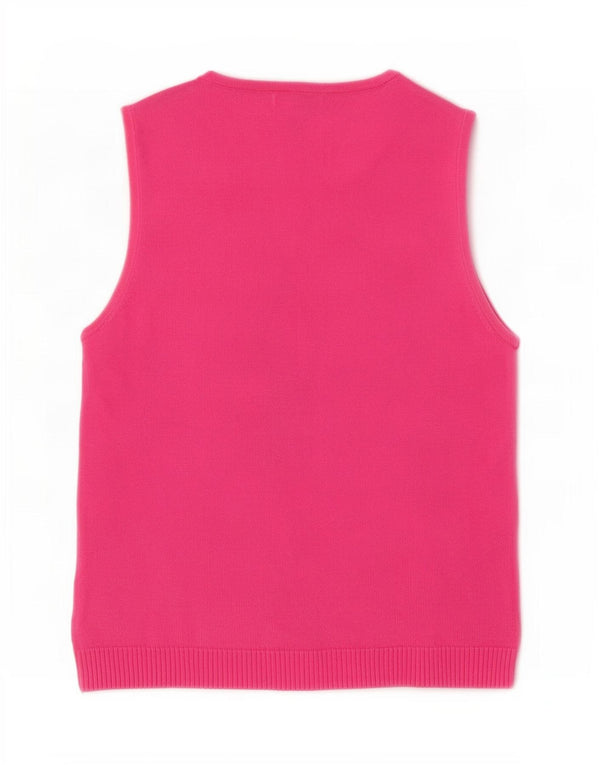 Женская майка Izod Petite Vest UK 14, большой размер, розовый хлопок с ромбами и узорами