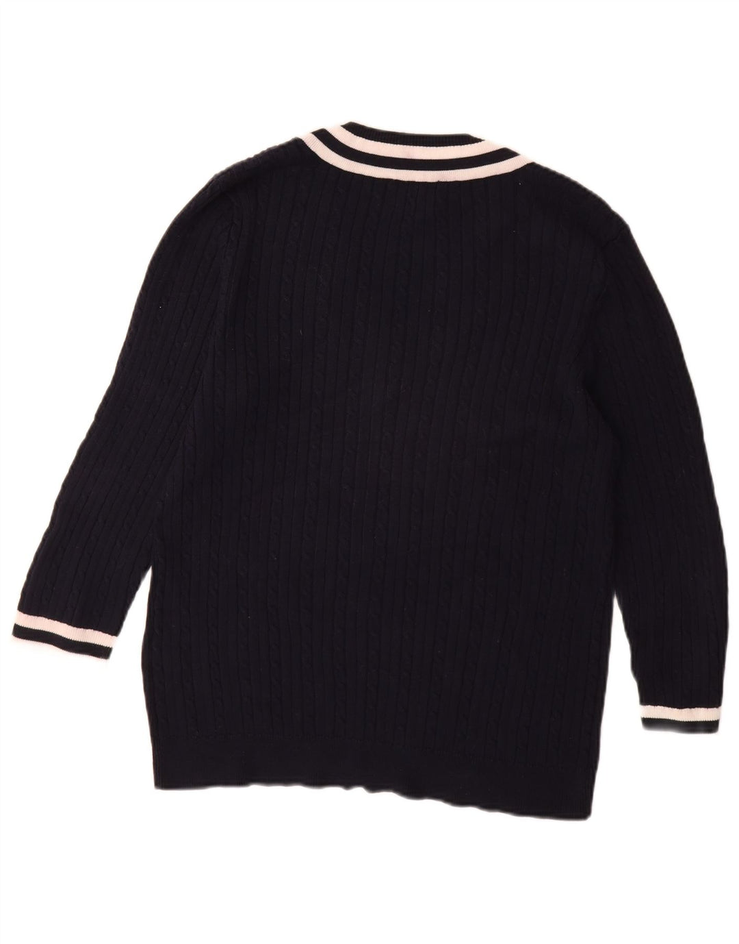 Женский классический джемпер CHAPS с рукавами 3/4 и v-образным вырезом, Великобритания 18 XL, темно-синий