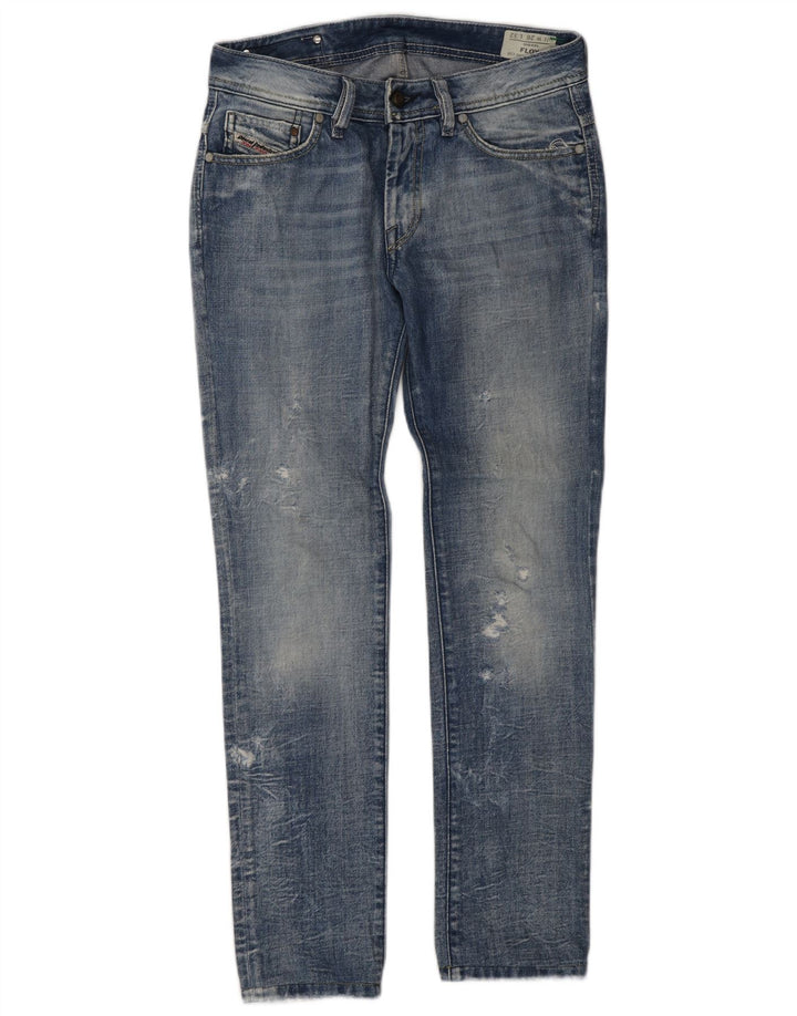 DIESEL Mens Floy Distressed Slim Jeans W26 L32 Blue Cotton