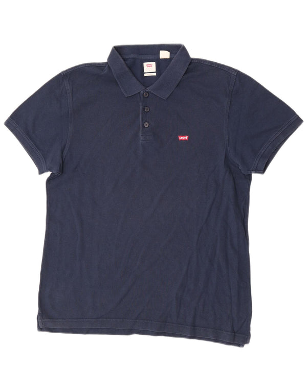 Levi's Mens Standard Polo Shirt Large Navy Blue Cotton