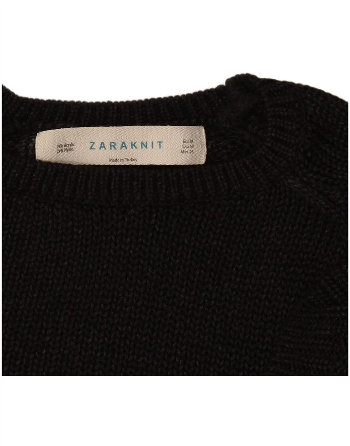 Женский джемпер с круглым вырезом Zara UK 14, средний черный