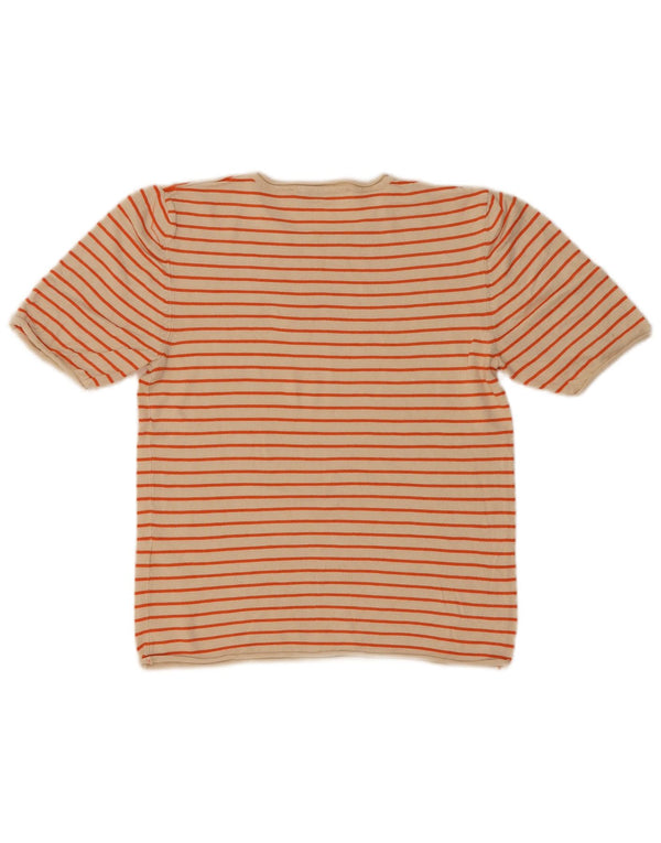 Женская укороченная футболка Zara Top UK 12, средний цвет, бежевая полоска, вискоза