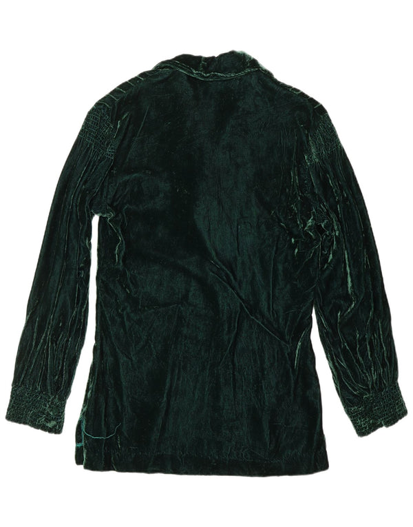 Женская бархатная рубашка-пуловер VINTAGE США 8, средний зеленый цвет