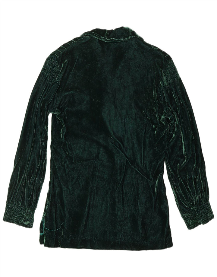 Женская бархатная рубашка-пуловер VINTAGE США 8, средний зеленый цвет