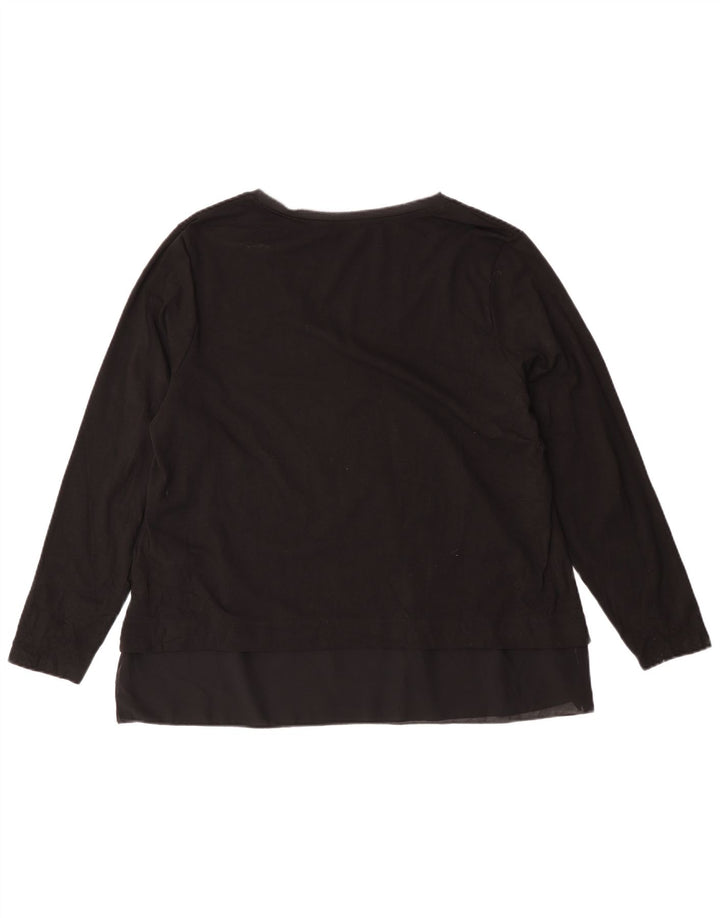 Женский топ Fiorella Rubino с длинным рукавом и графикой, Великобритания 14, средний черный хлопок