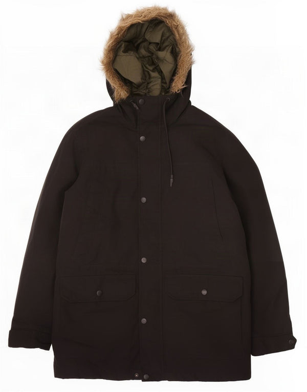 Мужская парка Jack & Jones с капюшоном UK 38, средний черный полиэстер