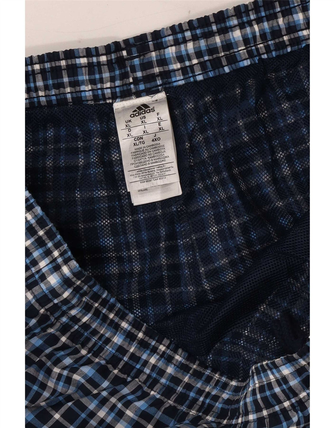 Мужские шорты для плавания Adidas XL синие в клетку из полиэстера