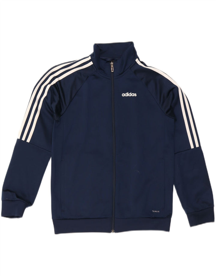 ADIDAS Boys Climalite Tracksuit Top Jacket 11-12 Years Navy Blue Polyester Vintage Adidas and Second-Hand Adidas from Messina Hembry 
