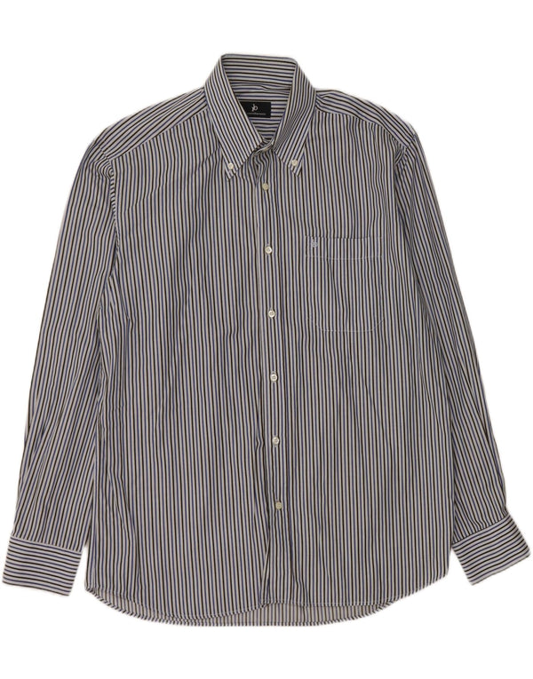 ROCCOBAROCCO Mens Shirt Size 41 16 Large Blue Striped Cotton
