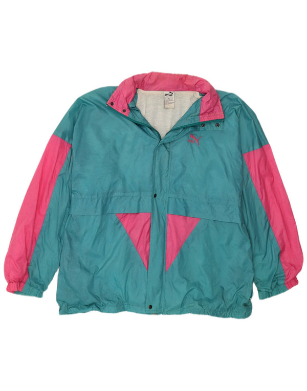 Мужская дождевик с капюшоном PUMA UK 42 XL, синяя, нейлон с цветными блоками