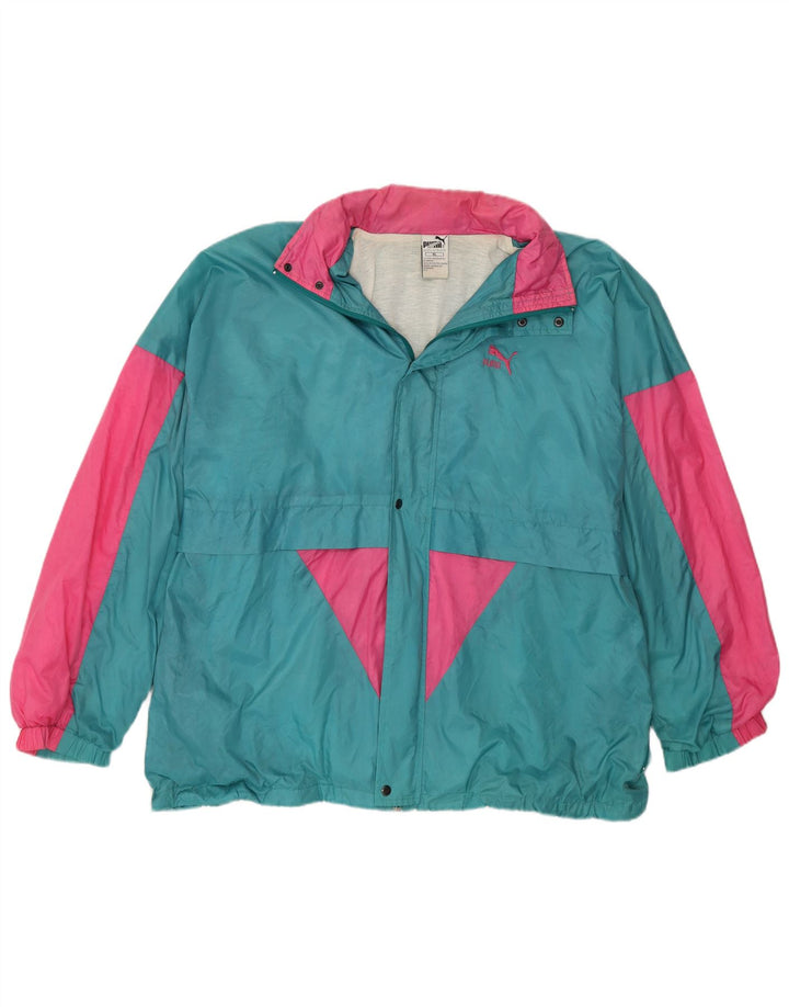 Мужская дождевик с капюшоном PUMA UK 42 XL, синяя, нейлон с цветными блоками