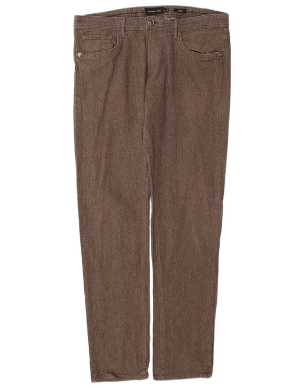 Мужские узкие повседневные брюки Massimo Dutti EU 42, большие W32 L32, коричневые, хлопок