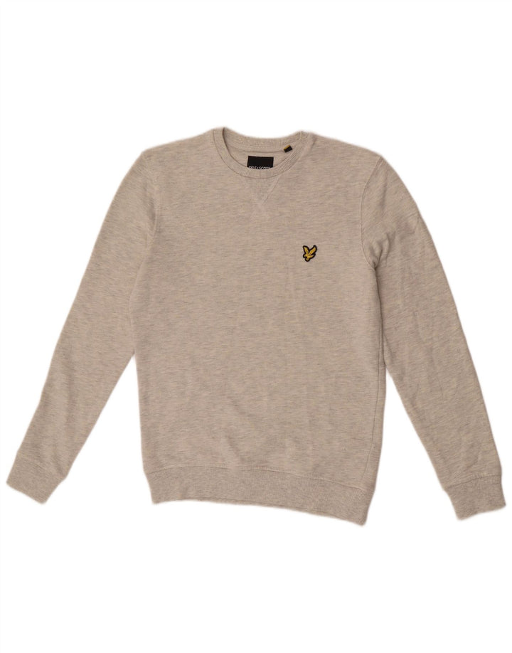 Мужской свитшот Lyle & Scott XS, серый хлопковый джемпер в крапинку