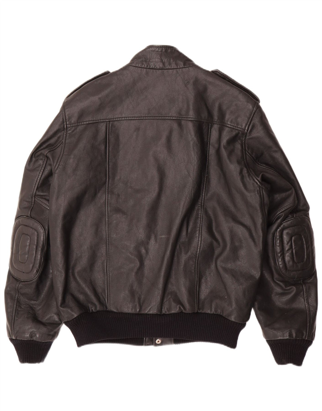 Мужская кожаная куртка в стиле милитари VINTAGE IT 54 2XL черная кожа