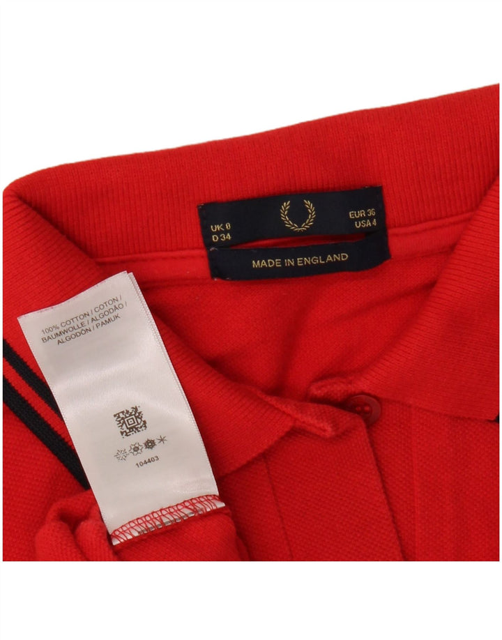 Женская укороченная рубашка-поло Fred Perry UK 8, маленькая красная, хлопковая